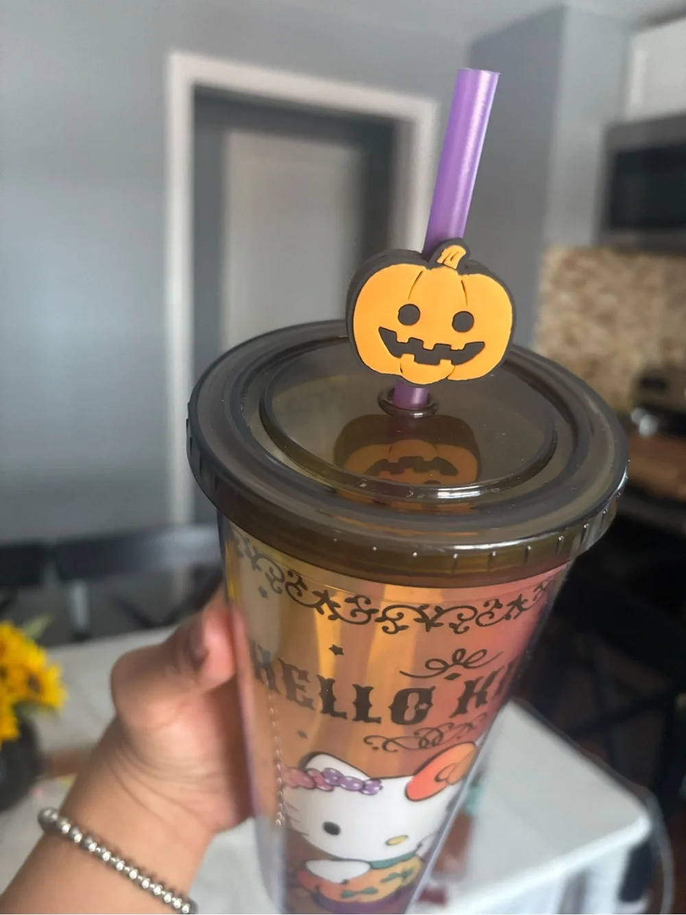 Hello Kitty Pumpkin Tumbler Cup - Pink/Orange/Purple